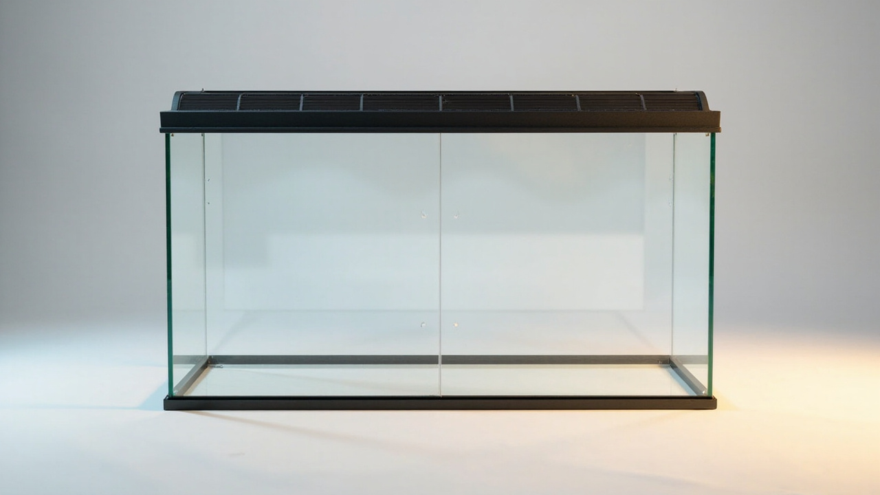 Glass reptile terrarium enclosure with front-opening doors and screen top, 36x18x18 starter size